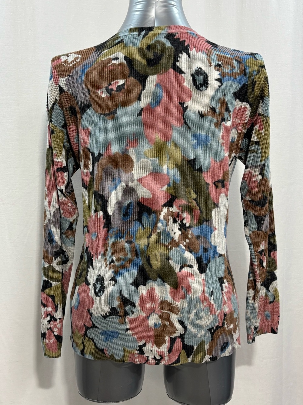 FDJ French Dressing Fall Florist Ribbed V-Neck Sweater Size S floral cozy 386 - Picture 3 of 6